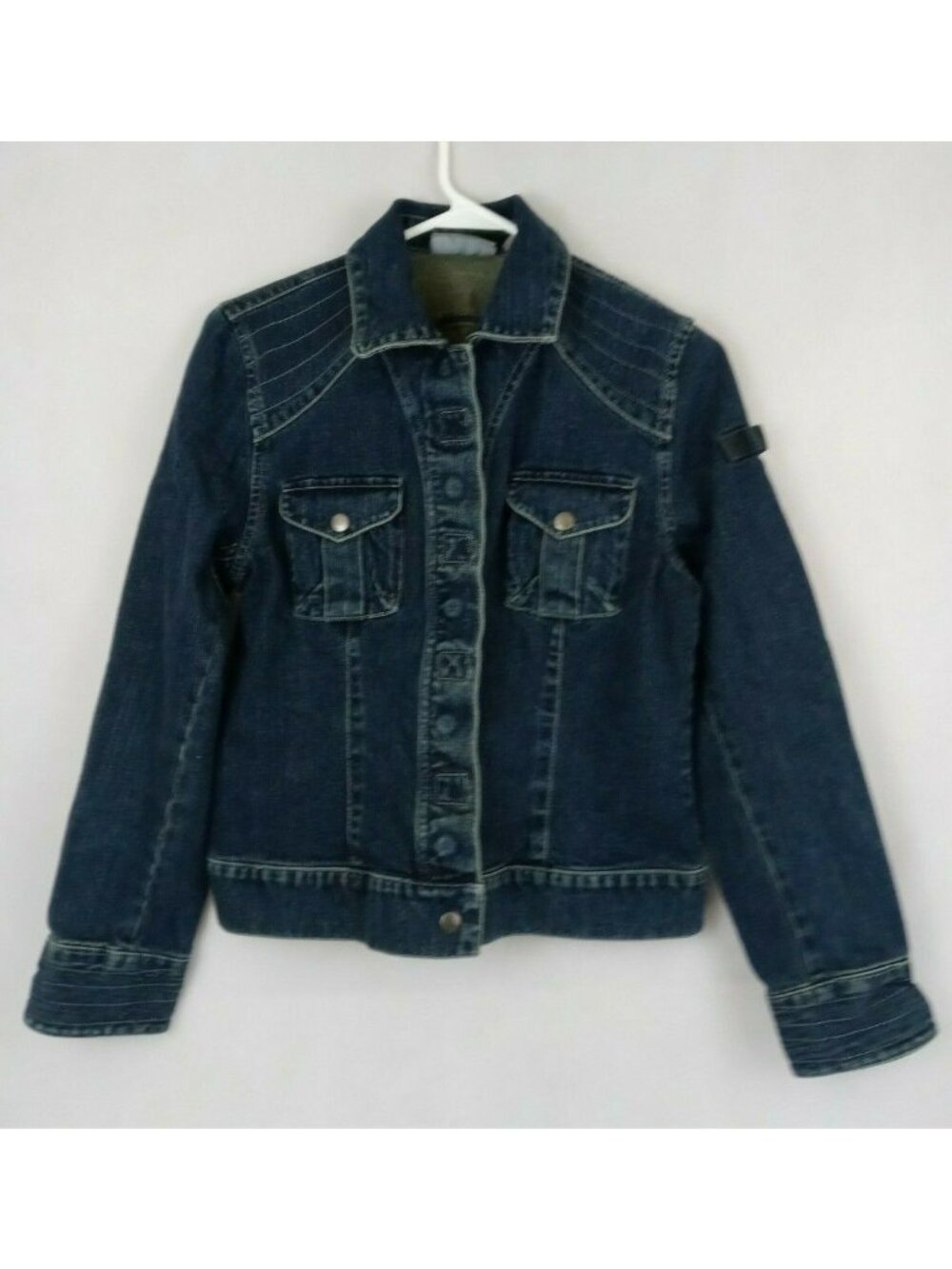 i.e. Relaxed Petite Womens Blue Denim Jean Jacket Size PM